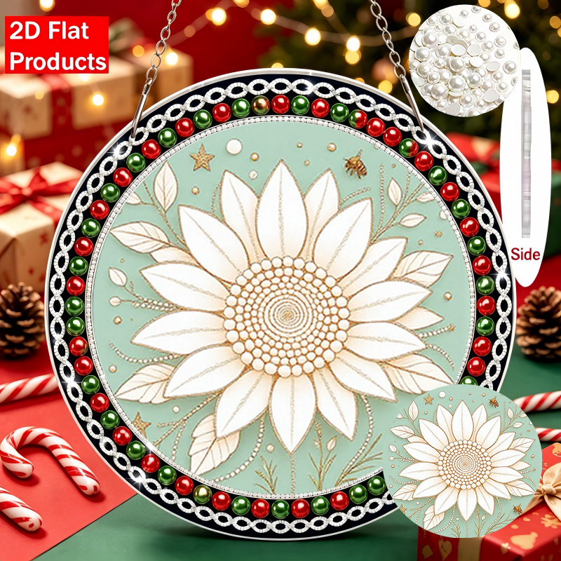 Elegant Floral Acrylic Pendant with Pearl Edging, Gift for Her